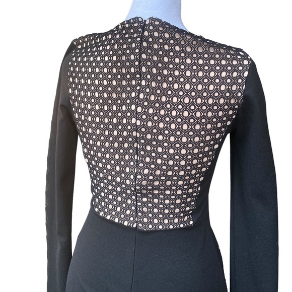 EXPRESS LONG SLEEVE BLACK AND TAN BODYCON MINI DRESS SIZE XS - Picture 6 of 6